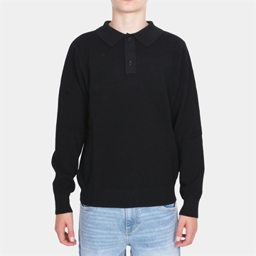 Grunt Ham LS Polo Knit Black Melange